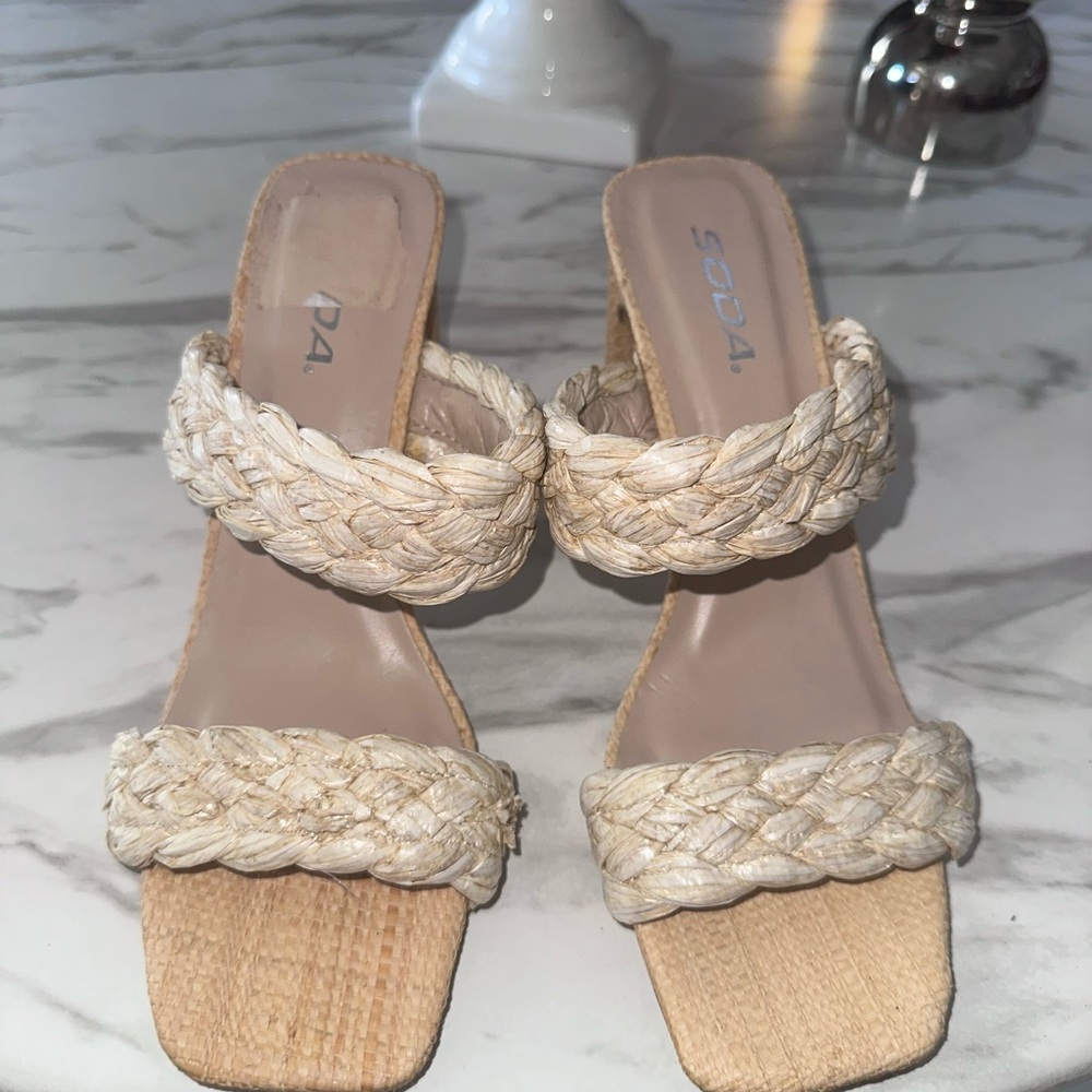 Soda Women's Tan Braided Sandals